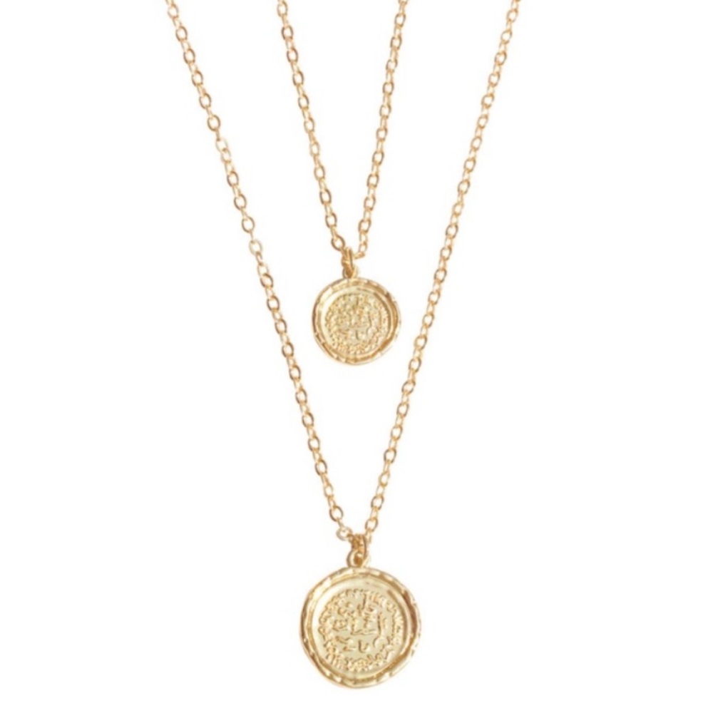 Amber Sceats Gold Coin Medallion Necklace